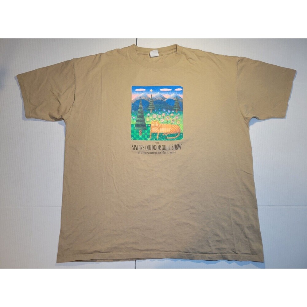 Y2K 2006 Sisters Outdoor Quilt Show John Simpkins Abstract Cat Forest Mens 3XL